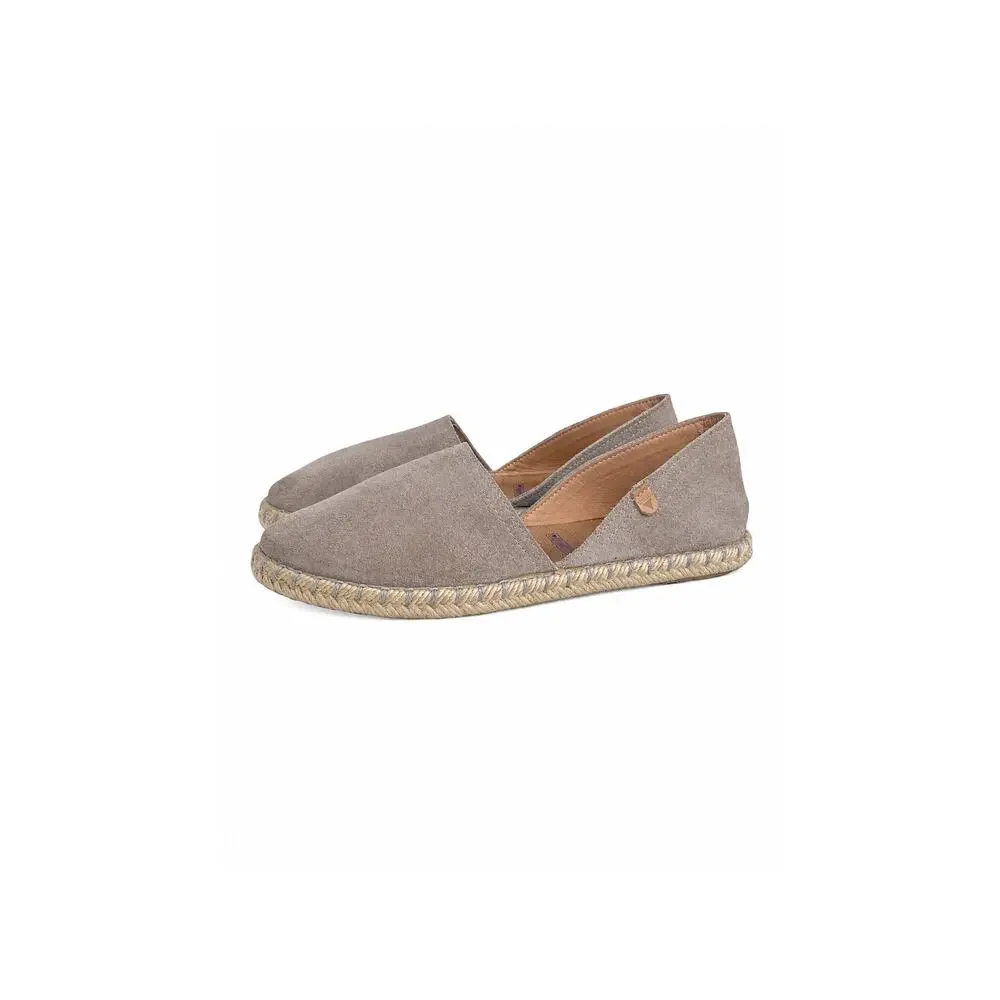 Verbenas Taupe Mushroom Gray Suede Leather Espadrille Flats Spanish Slip Ons
